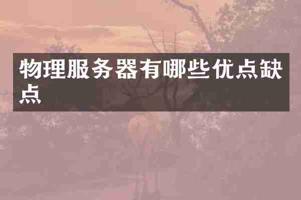 物理服务器有哪些优点缺点