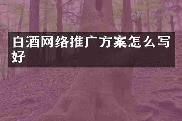 白酒网络推广方案怎么写好