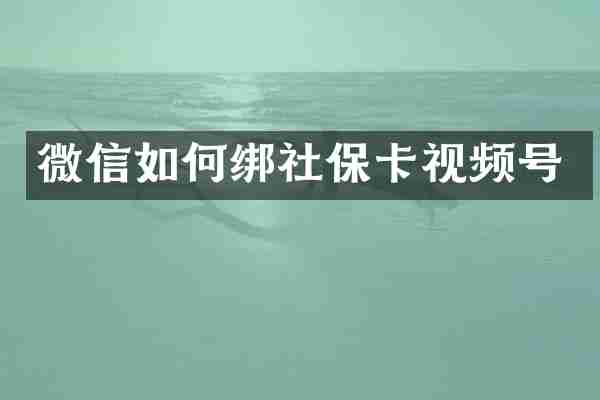 微信如何绑社保卡视频号