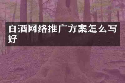 白酒网络推广方案怎么写好