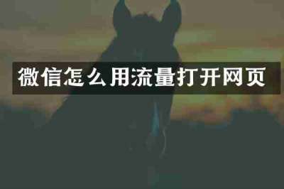 微信怎么用流量打开网页