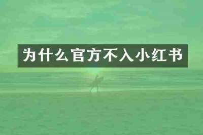 为什么官方不入小红书