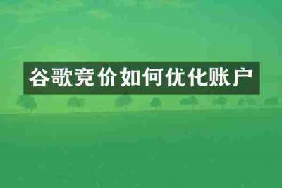 谷歌竞价如何优化账户