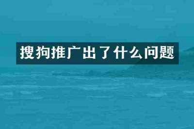 搜狗推广出了什么问题