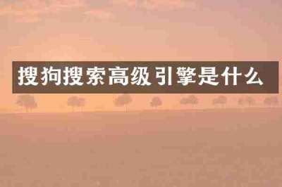 搜狗搜索高级引擎是什么