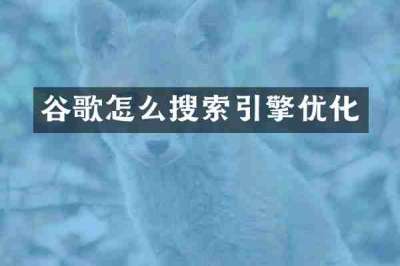 谷歌怎么搜索引擎优化
