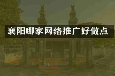 襄阳哪家网络推广好做点