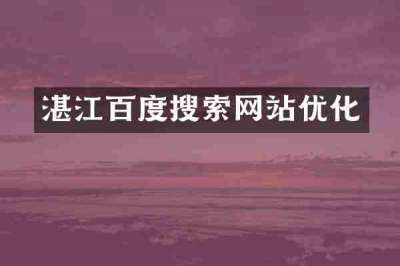 湛江百度搜索网站优化