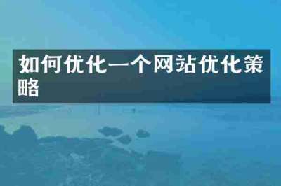 如何优化一个网站优化策略