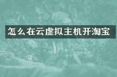 怎么在云虚拟主机开淘宝