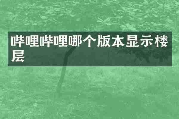 哔哩哔哩哪个版本显示楼层