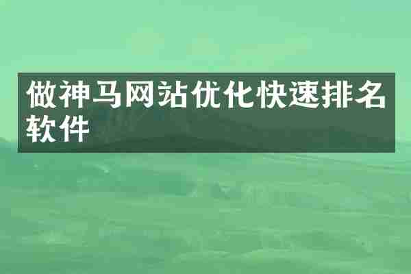 做神马网站优化快速排名软件