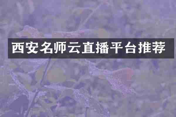 西安名师云直播平台推荐