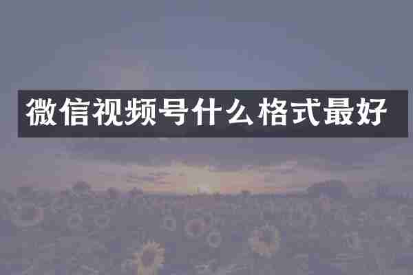 微信视频号什么格式最好