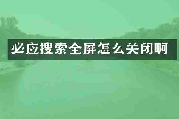 必应搜索全屏怎么关闭啊