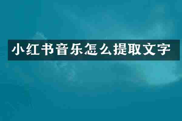 小红书音乐怎么提取文字