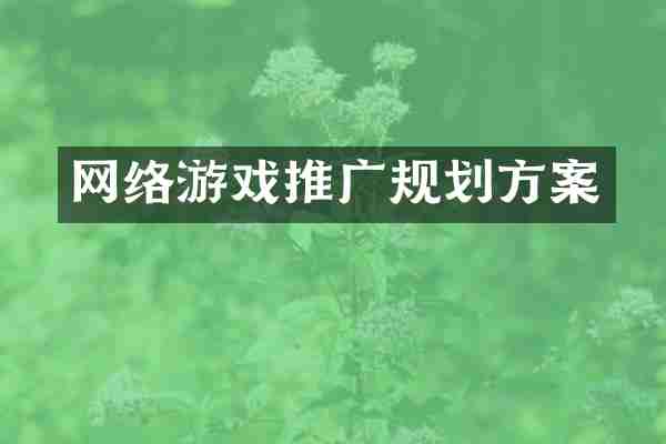 网络游戏推广规划方案