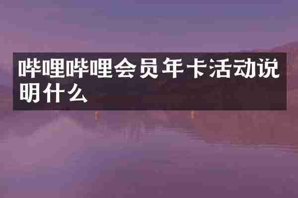 哔哩哔哩会员年卡活动说明什么