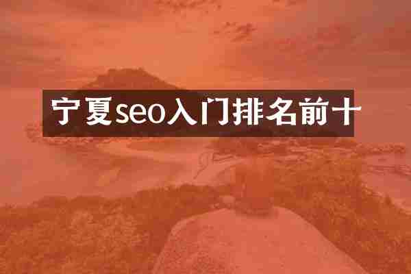 宁夏seo入门排名前十