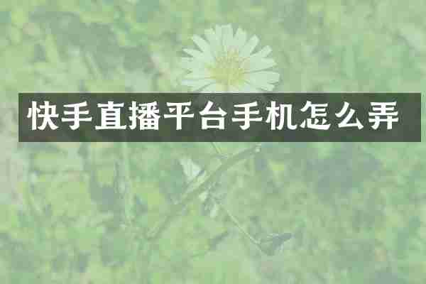 快手直播平台手机怎么弄
