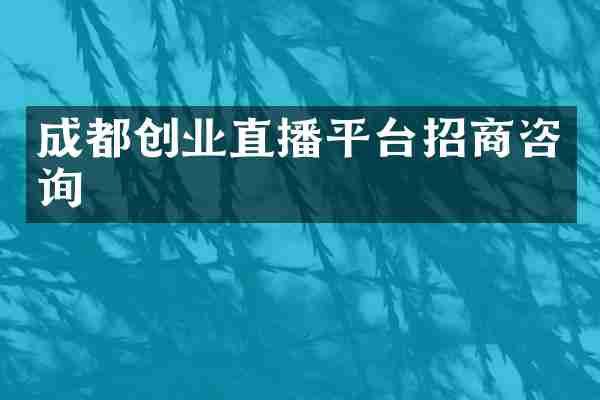 成都创业直播平台招商咨询