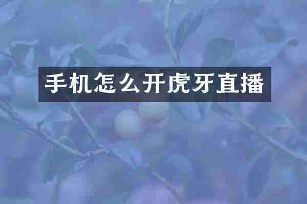 手机怎么开虎牙直播