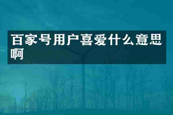 百家号用户喜爱什么意思啊