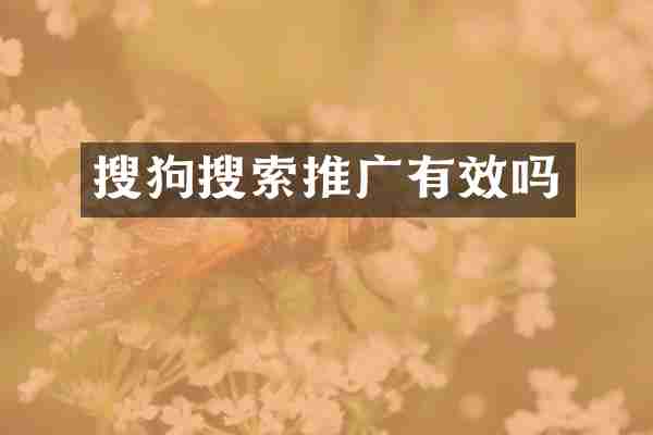 搜狗搜索推广有效吗