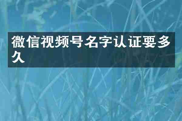 微信视频号名字认证要多久