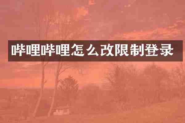 哔哩哔哩怎么改限制登录