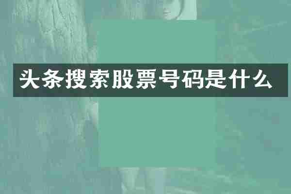 头条搜索股票号码是什么