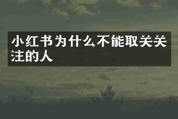 小红书为什么不能取关关注的人