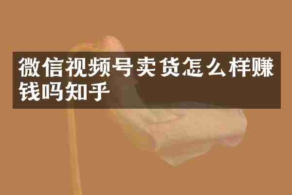 微信视频号卖货怎么样赚钱吗知乎