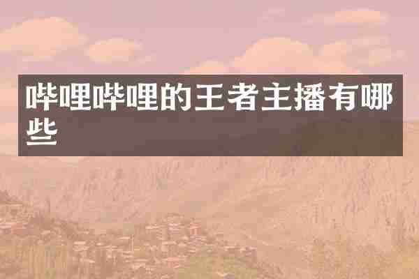 哔哩哔哩的王者主播有哪些