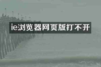 ie浏览器网页版打不开