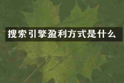 搜索引擎盈利方式是什么