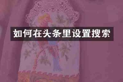 如何在头条里设置搜索