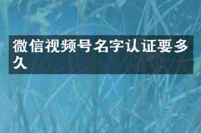 微信视频号名字认证要多久