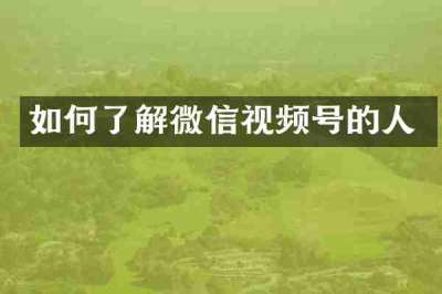 如何了解微信视频号的人