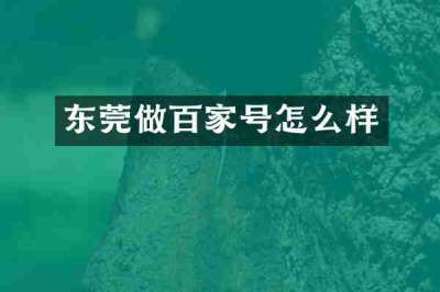 东莞做百家号怎么样