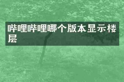 哔哩哔哩哪个版本显示楼层