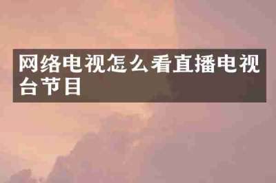 网络电视怎么看直播电视台节目