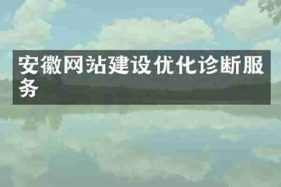 安徽网站建设优化诊断服务