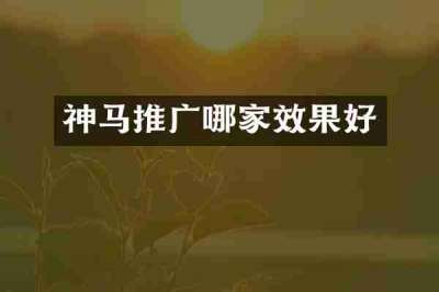 神马推广哪家效果好