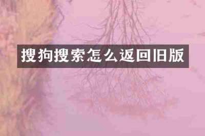 搜狗搜索怎么返回旧版