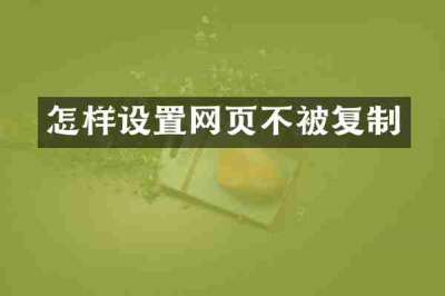 怎样设置网页不被复制