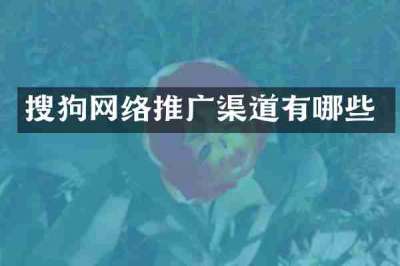 搜狗网络推广渠道有哪些