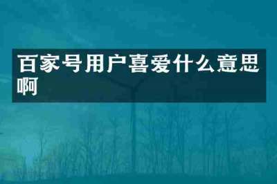 百家号用户喜爱什么意思啊