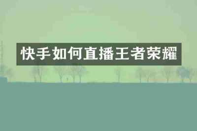 快手如何直播王者荣耀