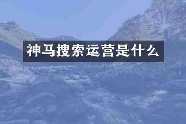 神马搜索运营是什么